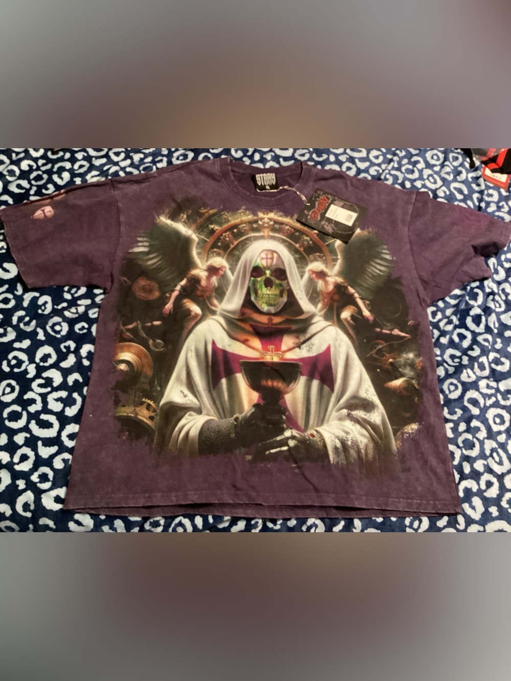 Sullen Skull Priest Graphic Men's T-Shirt in Purple